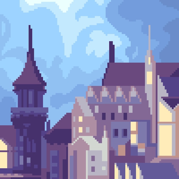 Pixel Art Du Toit Du Château Fantastique