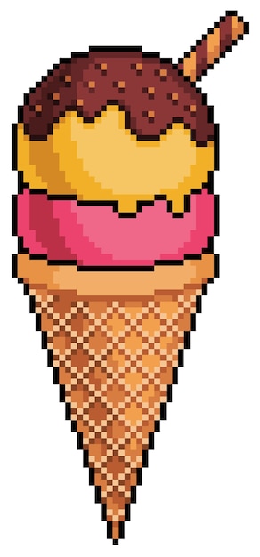 Pixel Art élément De Jeu De Crème Glacée Peu Sur Fond Blanc