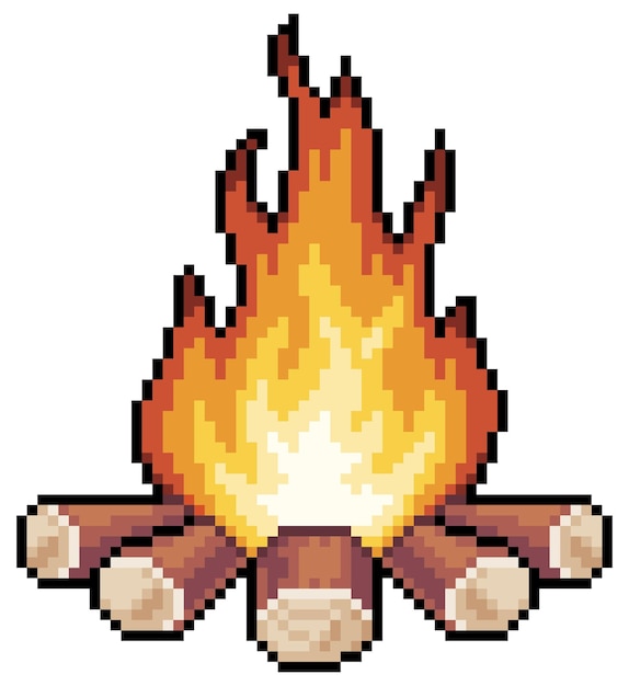 Vecteur pixel art feu de joie juin icône de vecteur de feu de joie pour le jeu 8bit sur fond blanc