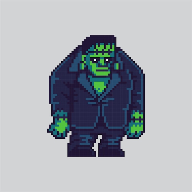 Pixel art Frankenstein Pixelated Halloween Green Frankenstein icône personnage de jeu vidéo pixélisé