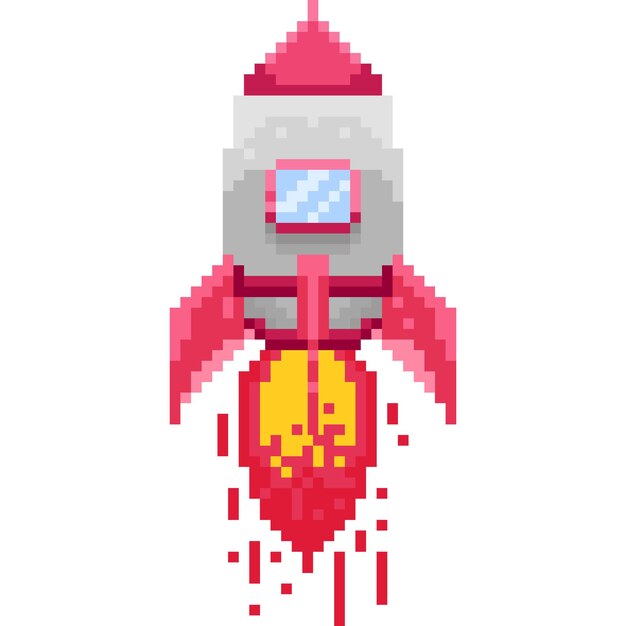 Vecteur pixel art fusée volante 3