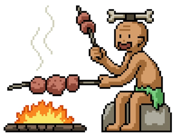 Pixel Art Homme Rôti De Viande