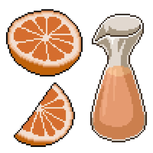 Pixel Art De Jus D'orange Frais