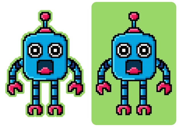 Vecteur pixel art mignon illustration mascotte robot design kawaii