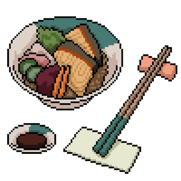 Pixel art de la nourriture bol japonais