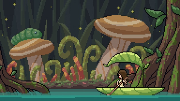 Pixel Art Scène Fantaisie Forêt