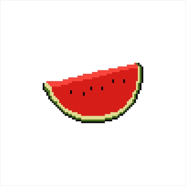 Vecteur pixel art avec tranche de pastèque. illustration vectorielle.