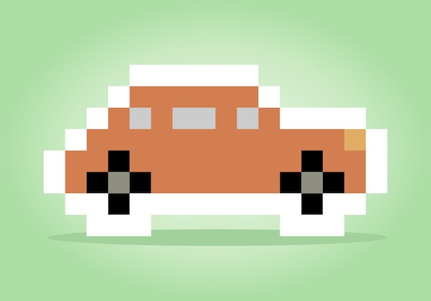 Pixel art de voiture classique 8 bits Illustration vectorielle d'un motif de point de croix de voiture