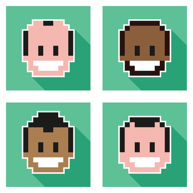 Pixel Faces Collection d&#39;éléments de design de personnage
