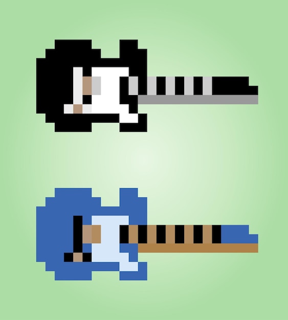 Pixel De Guitare électrique 8 Bits Objet Instrument Pour Les Ressources De Jeu Dans Les Illustrations Vectorielles