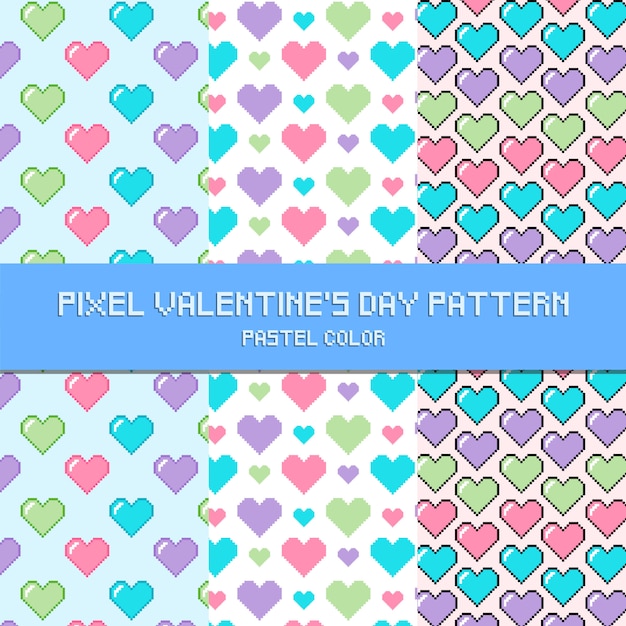 Vecteur pixel st valentin motif couleur pastel