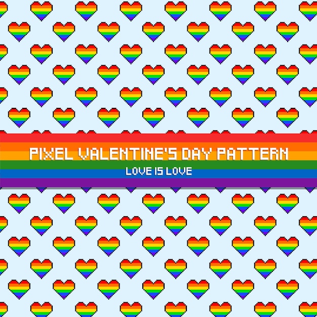 Vecteur pixel valentine's day pattern love is love