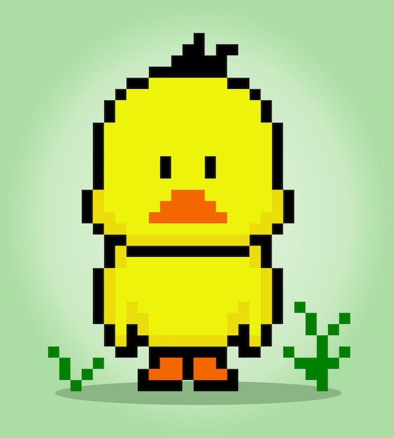 Pixels De Canard 8 Bits Actifs De Jeu D'animaux Dans Les Illustrations Vectorielles