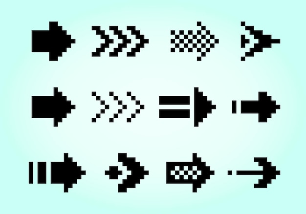 Pixels de collection de flèches Illustration vectorielle des actifs de jeu 8 bits