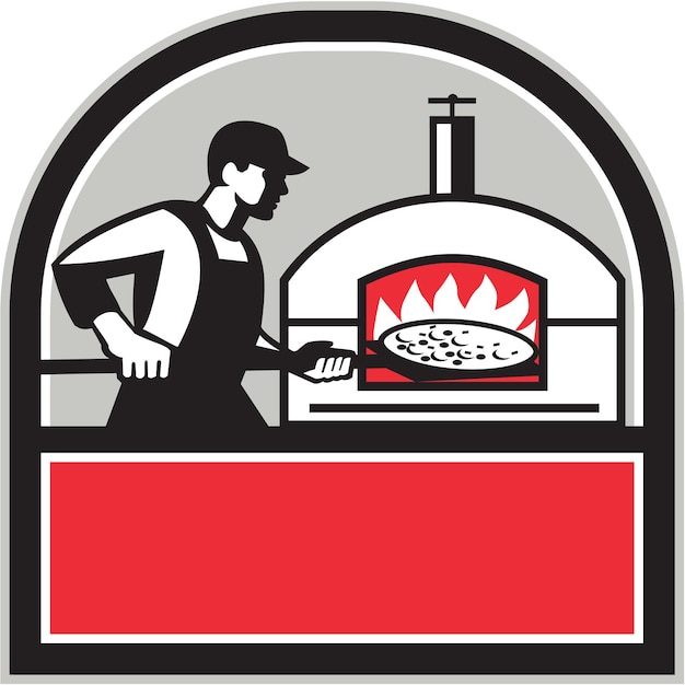 Pizza Cook Peel Four à bois Crest Retro