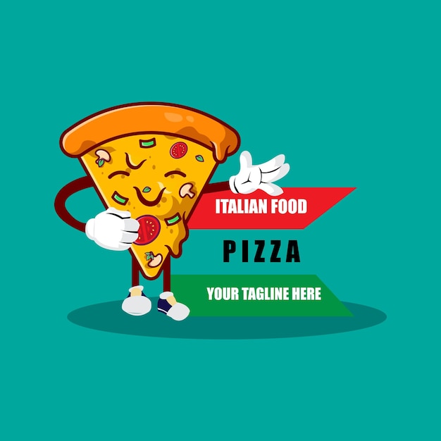 Vecteur pizza food logo vector design originaire d'italie fait de blé et de légumes adapté aux autocollants flayers arrière-plans sérigraphie entreprises alimentaires