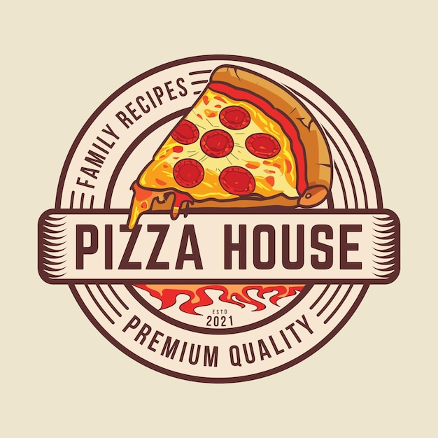 Vecteur pizza house nourriture restaurant logo vectoriel badge icônes ensemble illustration