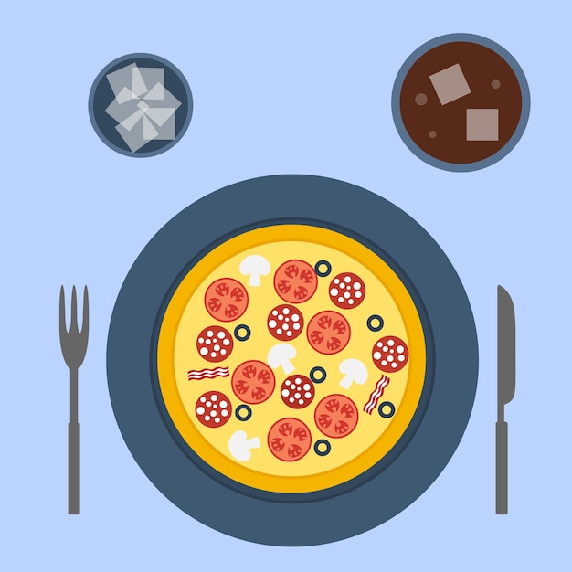 Pizza Italienne Dans Un Style Plat Illustration Vectorielle