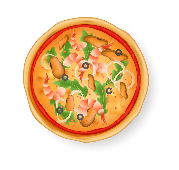 Pizza italienne traditionnelle aux crevettes et fruits de mer