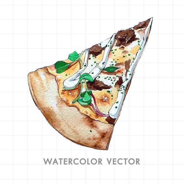 Vecteur pizza peinte à l'aquarelle