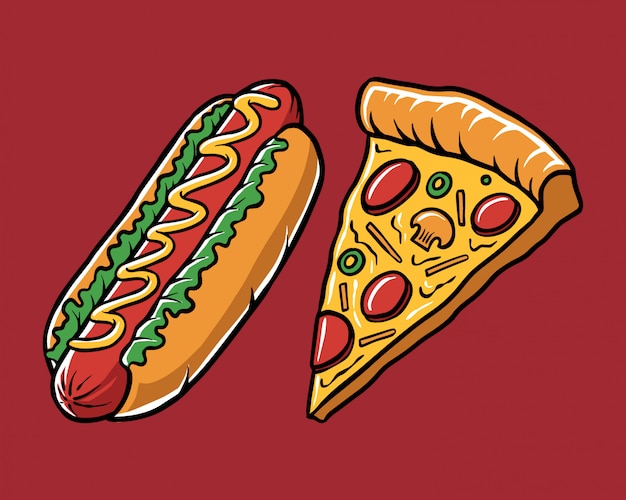 Pizza Pour Chien Chaud D'illustration