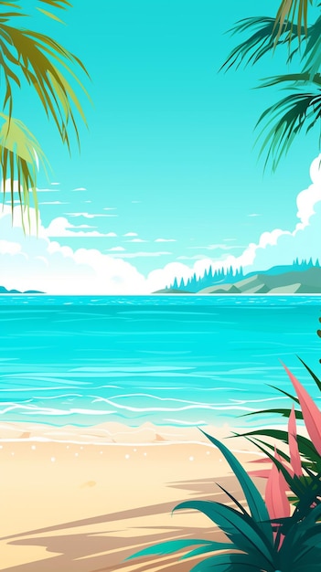 Plage d'été avec de l'eau turquoise 4