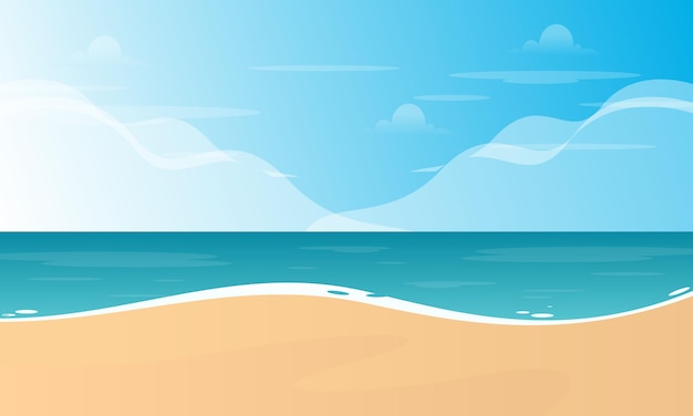 Plage d'été avec un palmier et le soleil en arrière-plan Illustration vectorielle