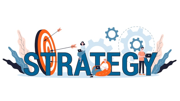 Plan d'affaires et concept de stratégie. Faire des recherches financières et des analyses d'objectifs. Organisation des affaires. illustration