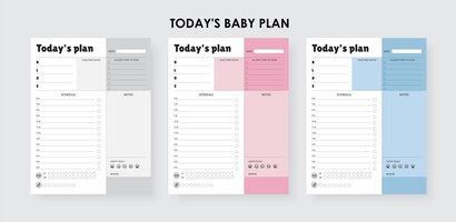 Vecteur plan de bébé d'aujourd'hui, calendrier ou planificateur de nouveau-né