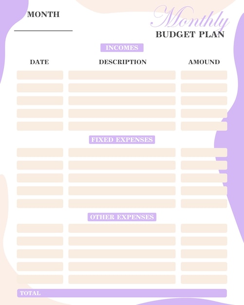 Vecteur plan budgétaire hebdomadaire