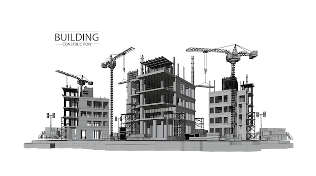 Plan de construction de bâtiments façades esquisse architecturale Illustration vectorielle