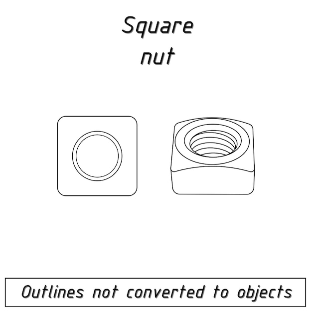 Vecteur plan de contour d'attache d'écrou carré