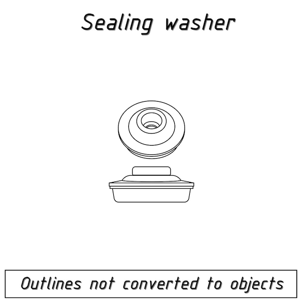 Vecteur plan de contour de la rondelle d'étanchéité