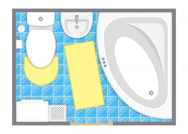 Vecteur plan de l'illustration de la salle de toilette