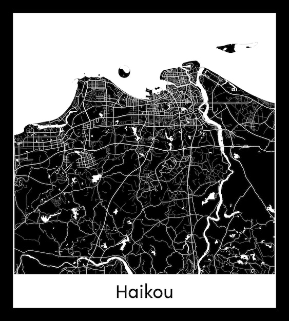 Plan Minimal De La Ville De Haikou (chine, Asie)