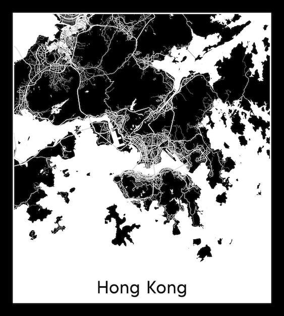 Plan Minimal De La Ville De Hong Kong (chine, Asie)