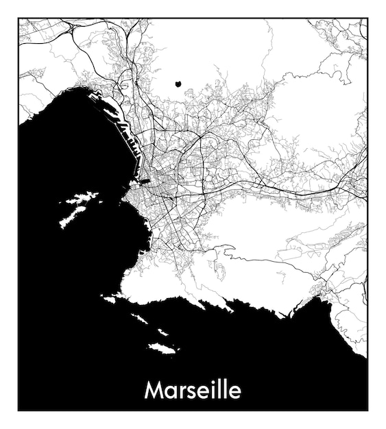 Vecteur plan minimal de la ville de marseille (france, europe)