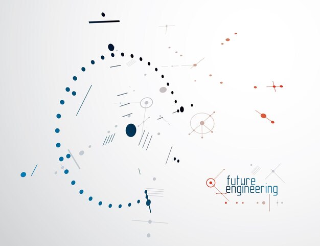 Vecteur plan technique, projet d'ingénierie abstrait à utiliser dans la conception graphique et web. dessin vectoriel du système industriel créé avec des lignes et des cercles.