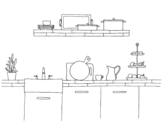 Plan De Travail De Cuisine Avec évier Le Croquis De La Cuisine