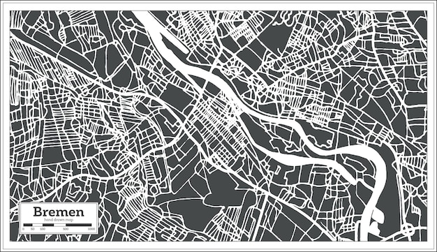 Plan De La Ville De Brême Allemagne Dans Un Style Rétro. Carte Muette. Illustration Vectorielle.