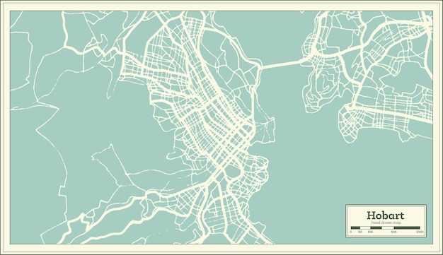 Vecteur plan de la ville de hobart australie dans un style rétro