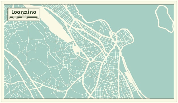 Plan De La Ville D'ioannina En Grèce Dans Un Style Rétro