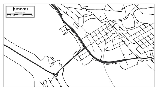 Plan De La Ville De Juneau Usa Dans Un Style Rétro. Carte Muette. Illustration Vectorielle.