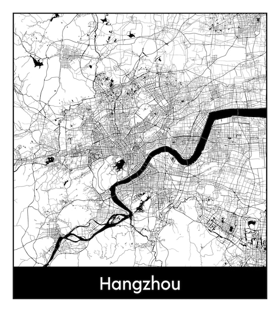 Plan De Ville Minimal De Hangzhou (chine, Asie)