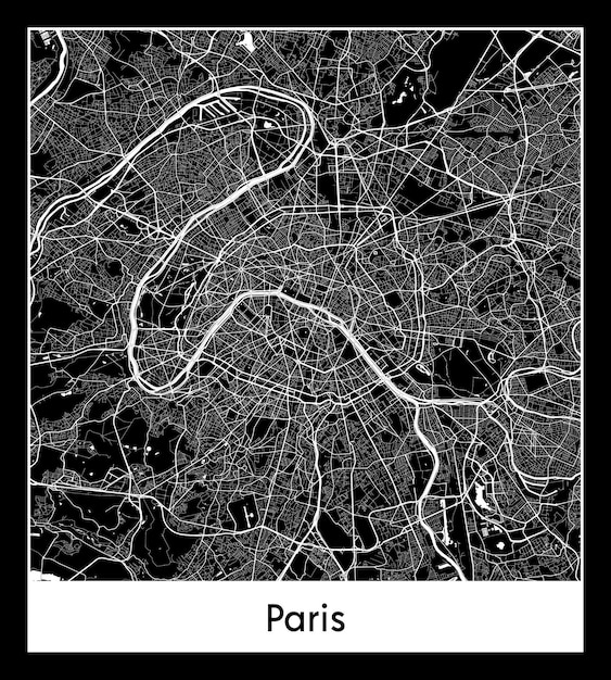 Vecteur plan de ville minimal de paris (france, europe)