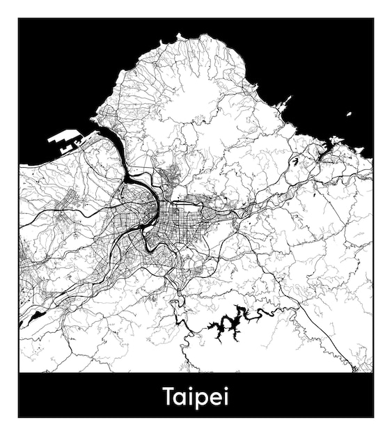 Plan de ville minimal de Taipei (Chine, Asie)