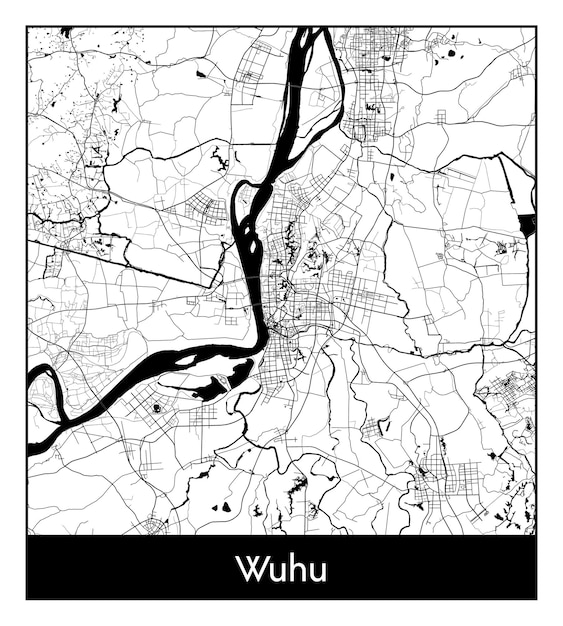 Plan de ville minimal de Wuhu (Chine, Asie)