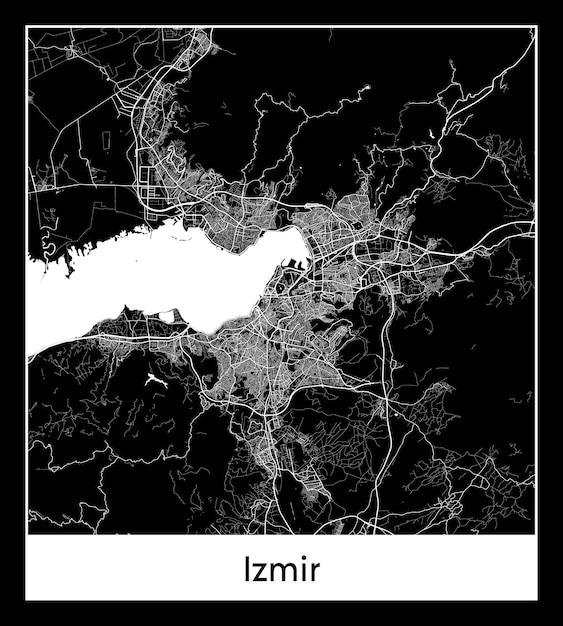 Vecteur plan de la ville minimale d'izmir (turquie, asie)