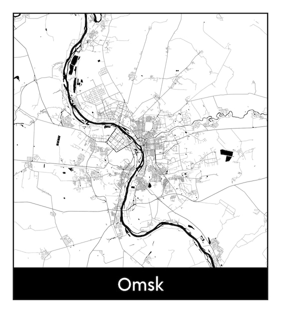 Plan de la ville minimale d'Omsk (Russie, Asie)