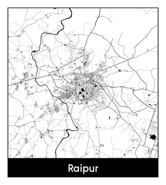 Plan De La Ville Minimale De Raipur (inde, Asie)